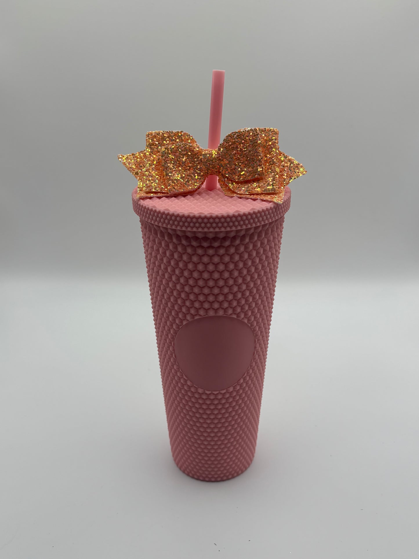 Trending Reusable 24oz Plastic Tumbler with straw and bow Pink