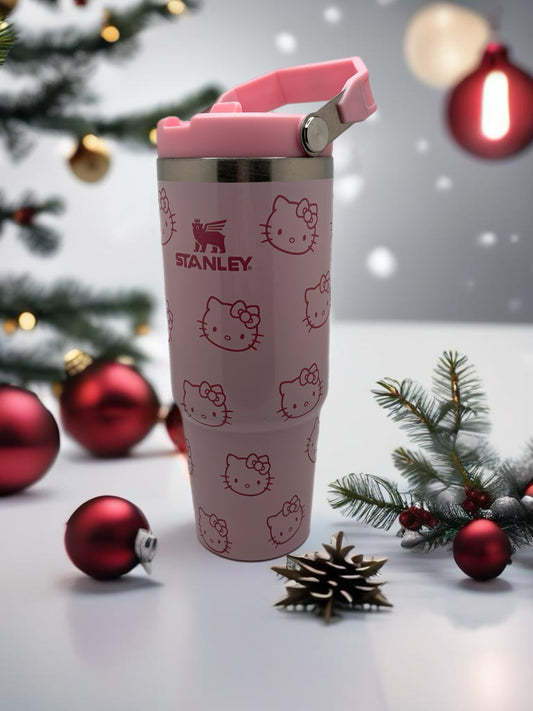 Stainless steel tumbler with Hello Kitty design 30oz