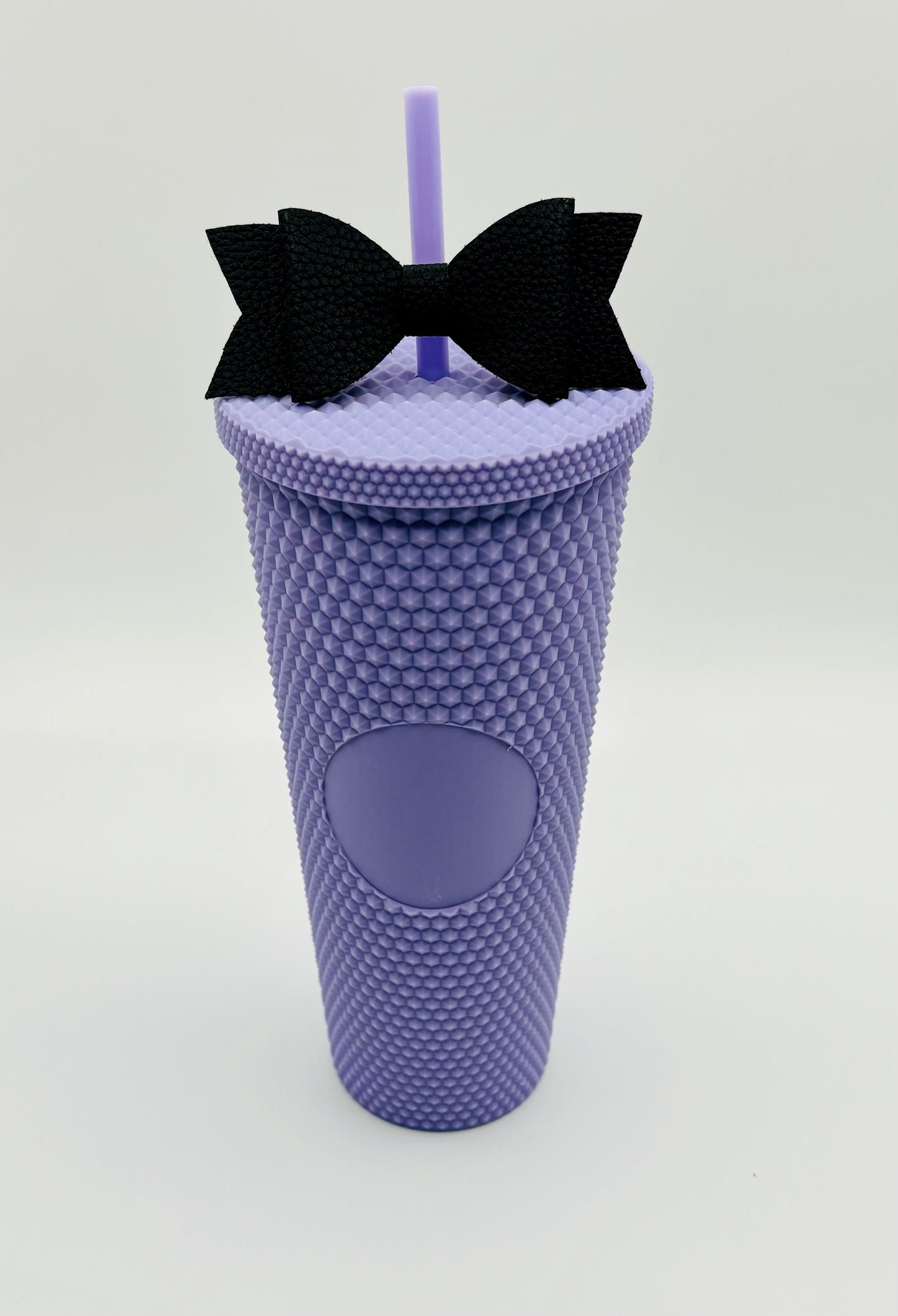 Trending Reusable 24oz Plastic Tumbler with straw and bow Purple