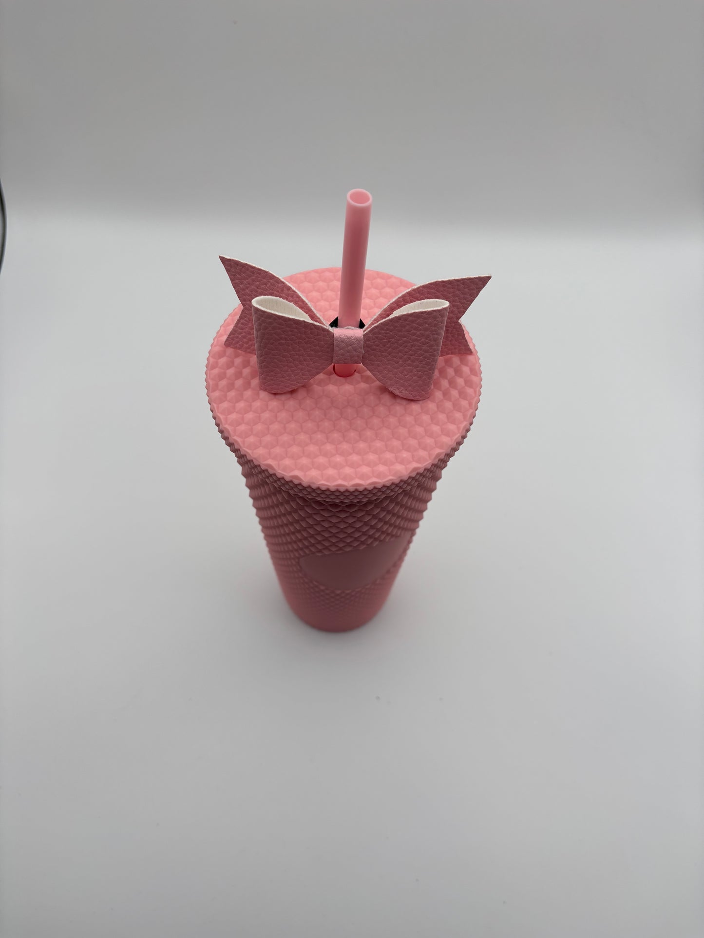 Trending Reusable 24oz Plastic Tumbler with straw and bow Pink